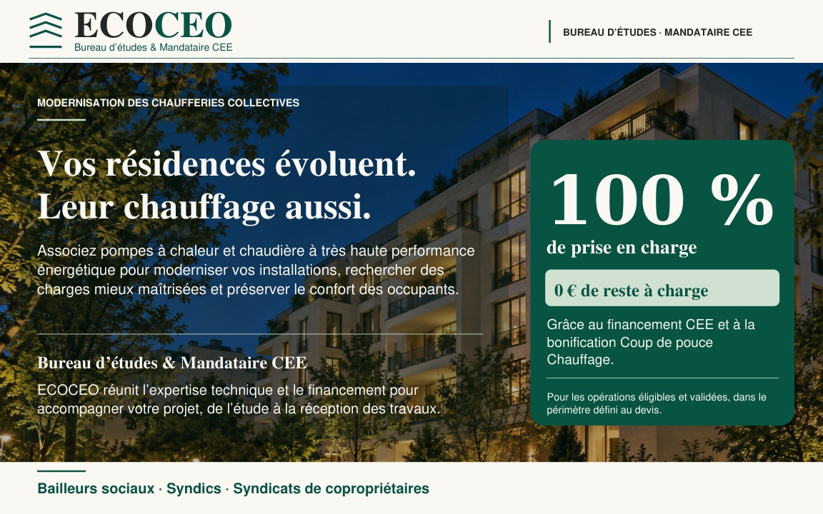 Couverture de la plaquette ECOCEO : modernisation des chaufferies collectives